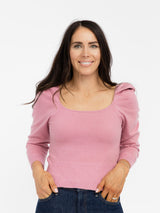 Square Neck Sweater in Pink