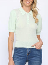 Misty Knit Polo - Mint